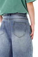 Vintage Distressed Straight-Leg Cropped Denim - Blue