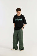 Heavy-Duty Wide Leg Cargo Pants - Green