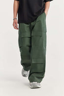 Heavy-Duty Wide Leg Cargo Pants - Green