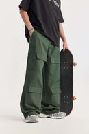 Heavy-Duty Wide Leg Cargo Pants - Green