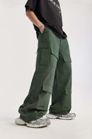 Heavy-Duty Wide Leg Cargo Pants - Green