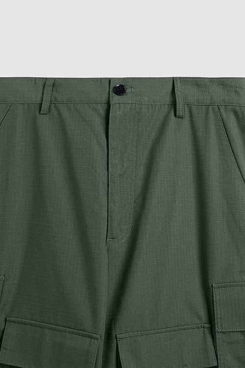 Heavy-Duty Wide Leg Cargo Pants - Green