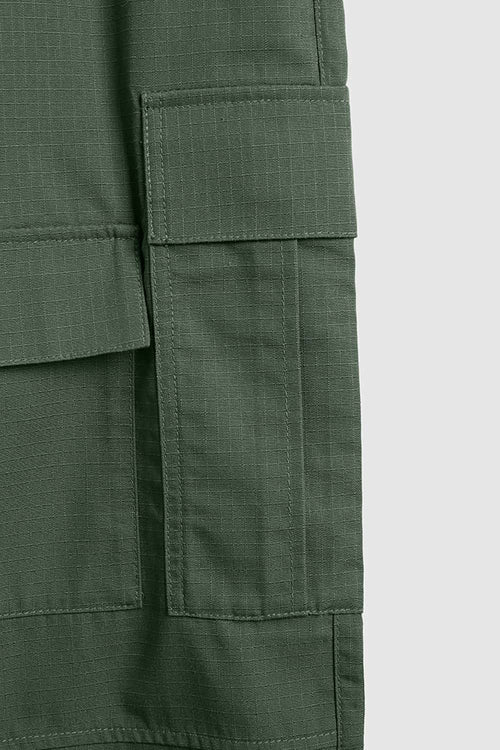 Heavy-Duty Wide Leg Cargo Pants - Green