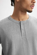 Heavyweight Linen-Blend Henley Tee - Flower Gray