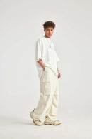 Cooling-Touch Wide-Leg Cargo Sweatpants - Apricot