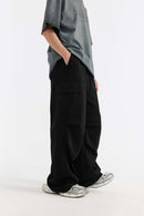 Cooling-Touch Wide-Leg Cargo Sweatpants - Black
