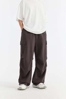 Cooling-Touch Wide-Leg Cargo Sweatpants - Deep Burgundy Purple