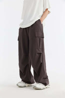 Cooling-Touch Wide-Leg Cargo Sweatpants - Deep Burgundy Purple