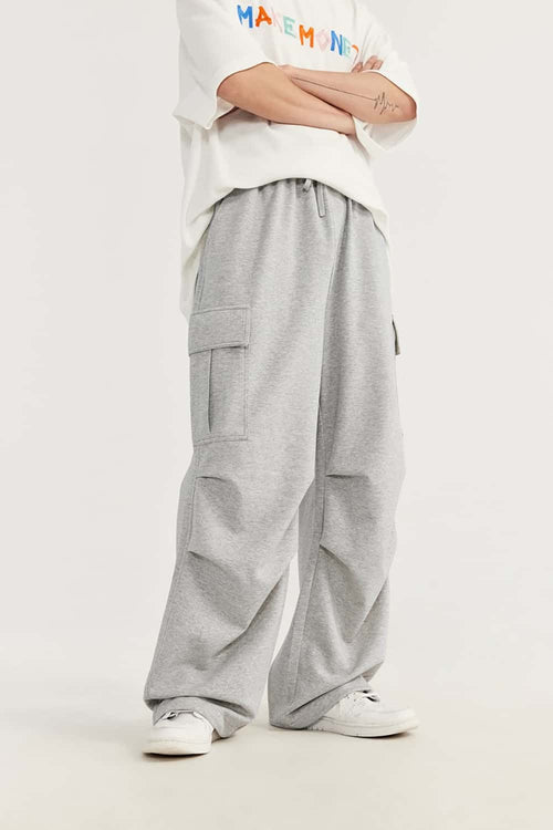 Cooling-Touch Wide-Leg Cargo Sweatpants - Flower Gray