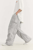 Cooling-Touch Wide-Leg Cargo Sweatpants - Flower Gray