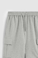 Cooling-Touch Wide-Leg Cargo Sweatpants - Flower Gray