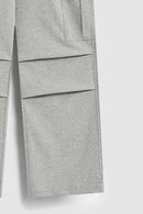 Cooling-Touch Wide-Leg Cargo Sweatpants - Flower Gray