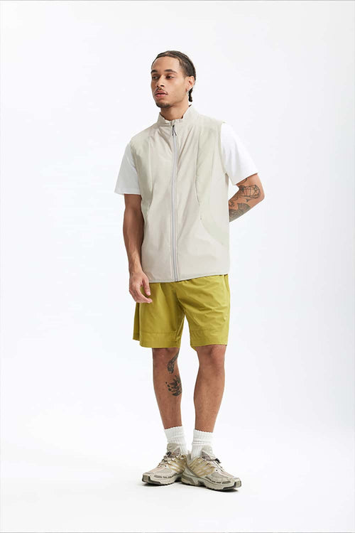 Water-Repellent Color-Block Active Vest - Beige Gray