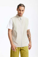 Water-Repellent Color-Block Active Vest - Beige Gray
