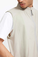 Water-Repellent Color-Block Active Vest - Beige Gray