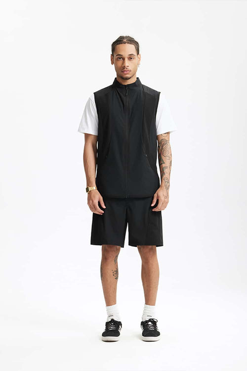 Water-Repellent Color-Block Active Vest - Black