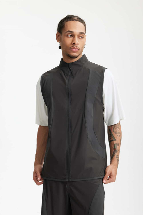 Water-Repellent Color-Block Active Vest - Dark Gray