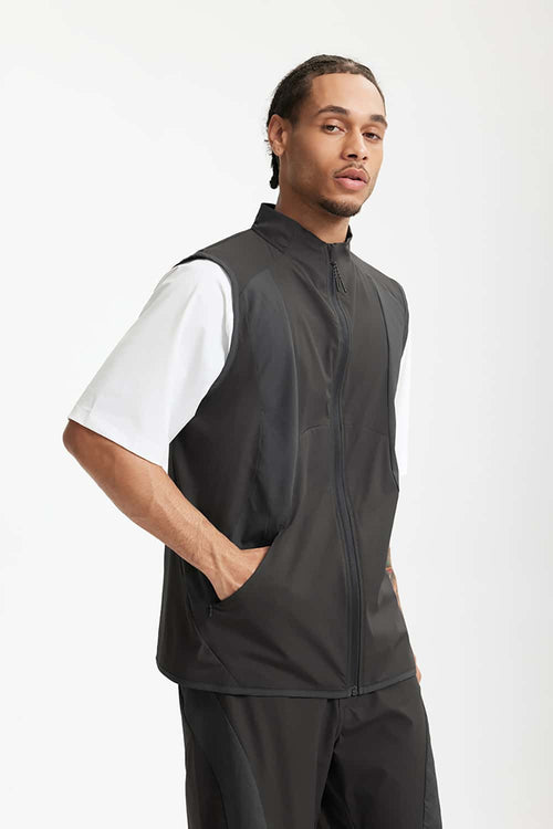 Water-Repellent Color-Block Active Vest - Dark Gray