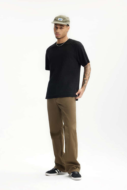 Heavyweight Linen-Blend Raglan Tee - Black
