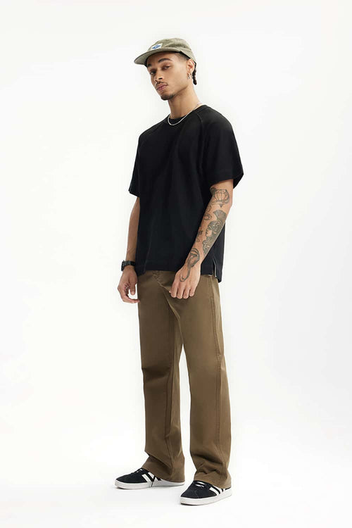 Heavyweight Linen-Blend Raglan Tee - Black