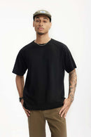 Heavyweight Linen-Blend Raglan Tee - Black