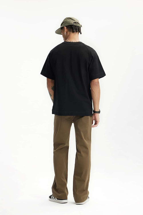 Heavyweight Linen-Blend Raglan Tee - Black