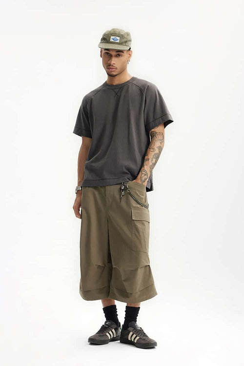 Heavyweight Linen-Blend Raglan Tee - Dark Gray