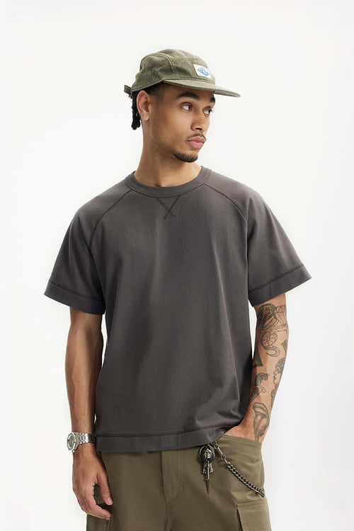 Heavyweight Linen-Blend Raglan Tee - Dark Gray