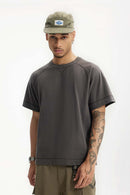 Heavyweight Linen-Blend Raglan Tee - Dark Gray