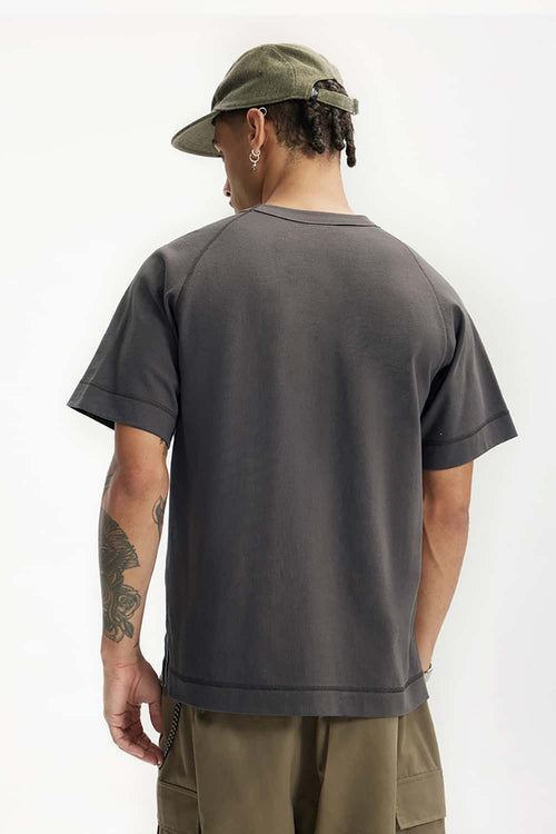 Heavyweight Linen-Blend Raglan Tee - Dark Gray