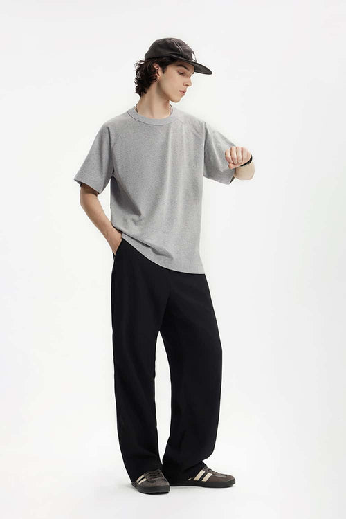 Heavyweight Linen-Blend Raglan Tee - Flower Gray