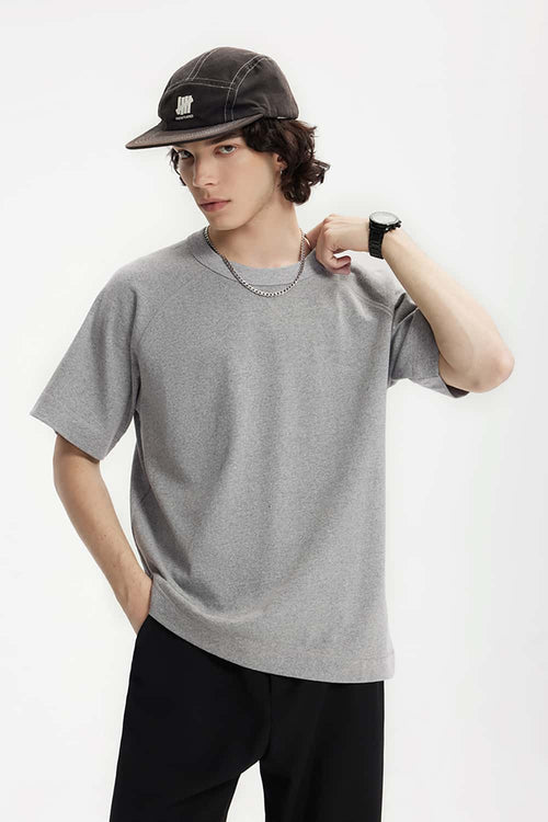 Heavyweight Linen-Blend Raglan Tee - Flower Gray