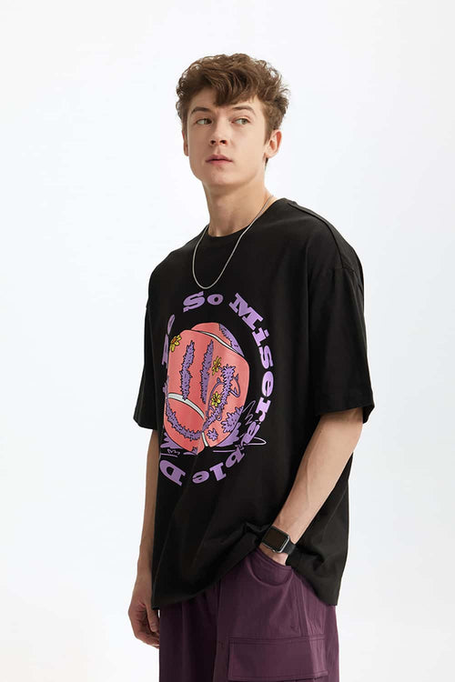 Vintage Tennis Graphic Tee - Black