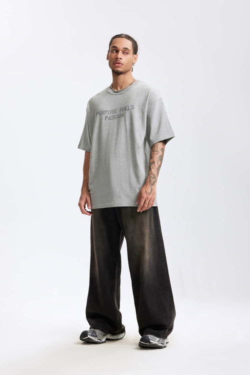 Premium Heavyweight Graphic Relaxed Tee - Flower Gray