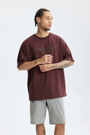 Premium Heavyweight Graphic Relaxed Tee - Reddish Brown