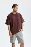 Premium Heavyweight Graphic Relaxed Tee - Reddish Brown