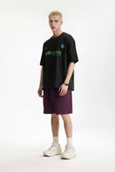 Boxy Letter-Graphic Cotton Tee - Black