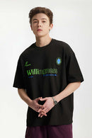 Boxy Letter-Graphic Cotton Tee - Black