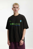 Boxy Letter-Graphic Cotton Tee - Black