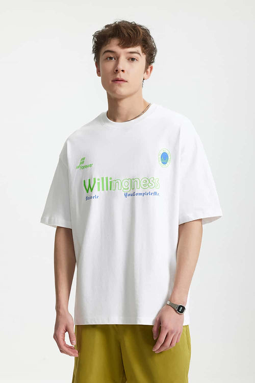 Boxy Letter-Graphic Cotton Tee - White