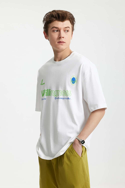 Boxy Letter-Graphic Cotton Tee - White