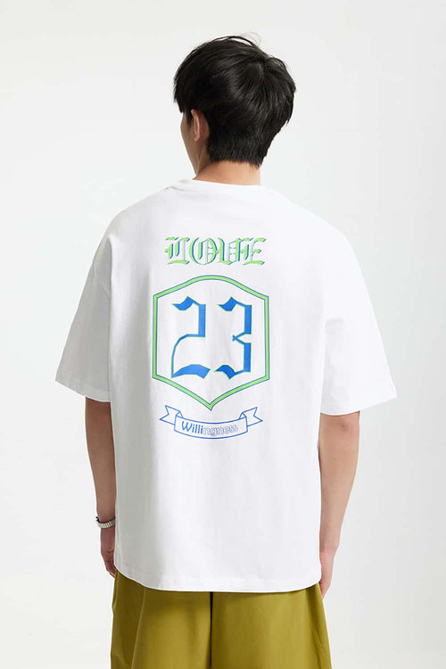 Boxy Letter-Graphic Cotton Tee - White