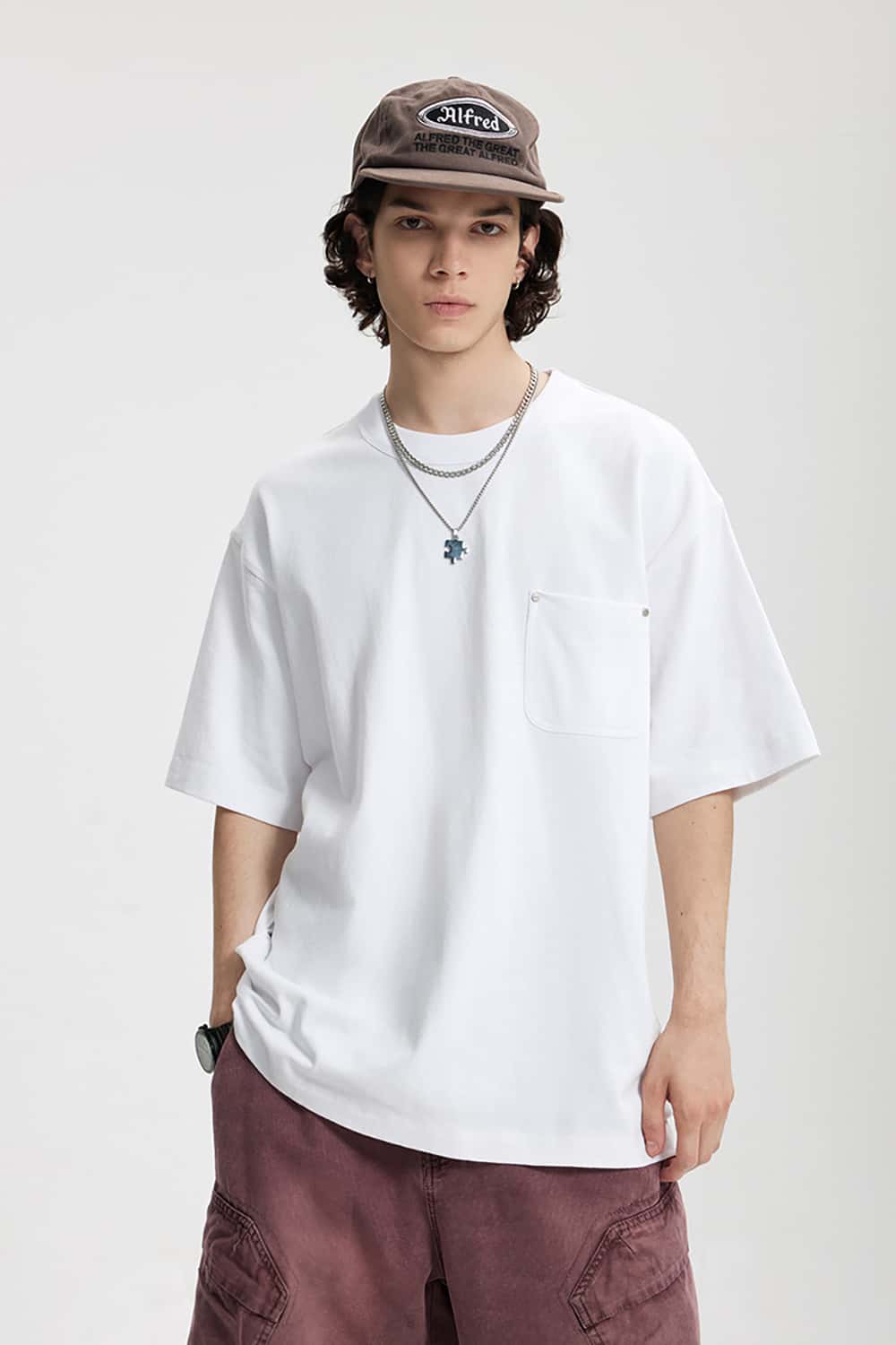 Heavyweight Hemp Cotton Rivet Pocket T-Shirt - Loose Fit Short Sleeve Solid Top