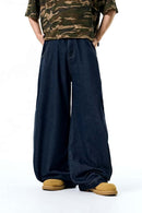 Washed Denim Curved Wide-Leg Jean - Denim