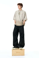 Washed Curved-Seam Cargo Pants - Black