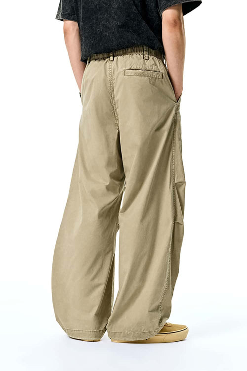 Washed Curved-Seam Cargo Pants - Light Khaki