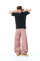 Washed Curved-Seam Cargo Pants - Pink