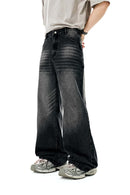 Vintage Distressed Straight-Leg Denim - Black
