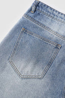 Vintage Distressed Straight-Leg Denim - Blue