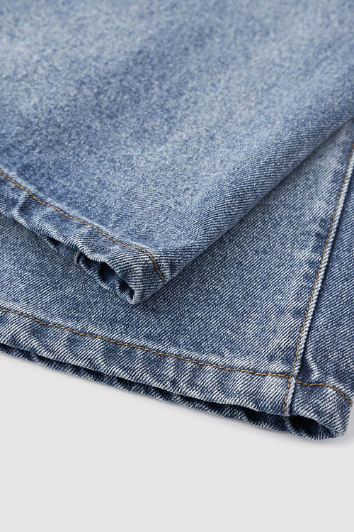Vintage Distressed Straight-Leg Denim - Blue